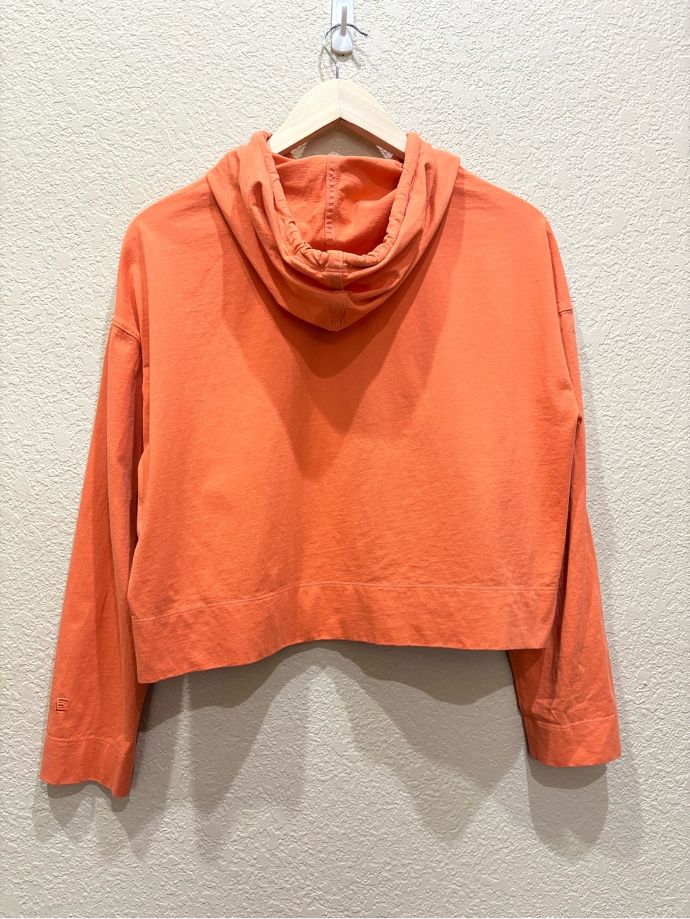 Everlane Retro Jersey Cropped Hoodie Orange Sweatshirt XS Organic Cotton - Picture 12 of 12